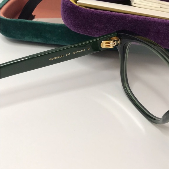Authentic new Gucci GG0004ON 011 Translucent Green Square Men's Eyeglasses - Picture 8 of 8